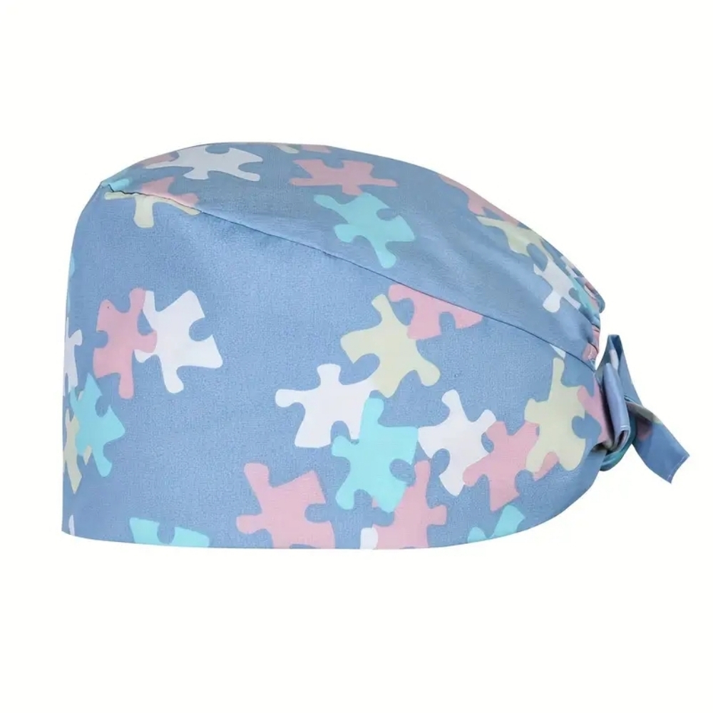 Autism Awareness Puzzle Pattern Scrub Cap BLUE Unisex